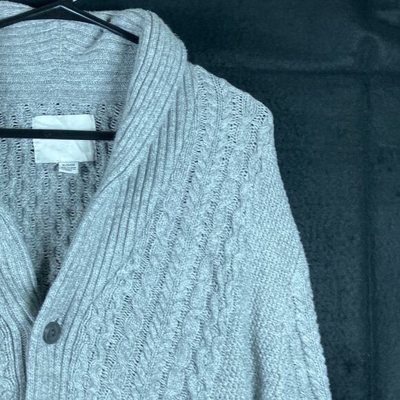 American Eagle Mens Sweater Gray Button Front Shawl Neck Knit Cotton Blend XL - Picture 5 of 12
